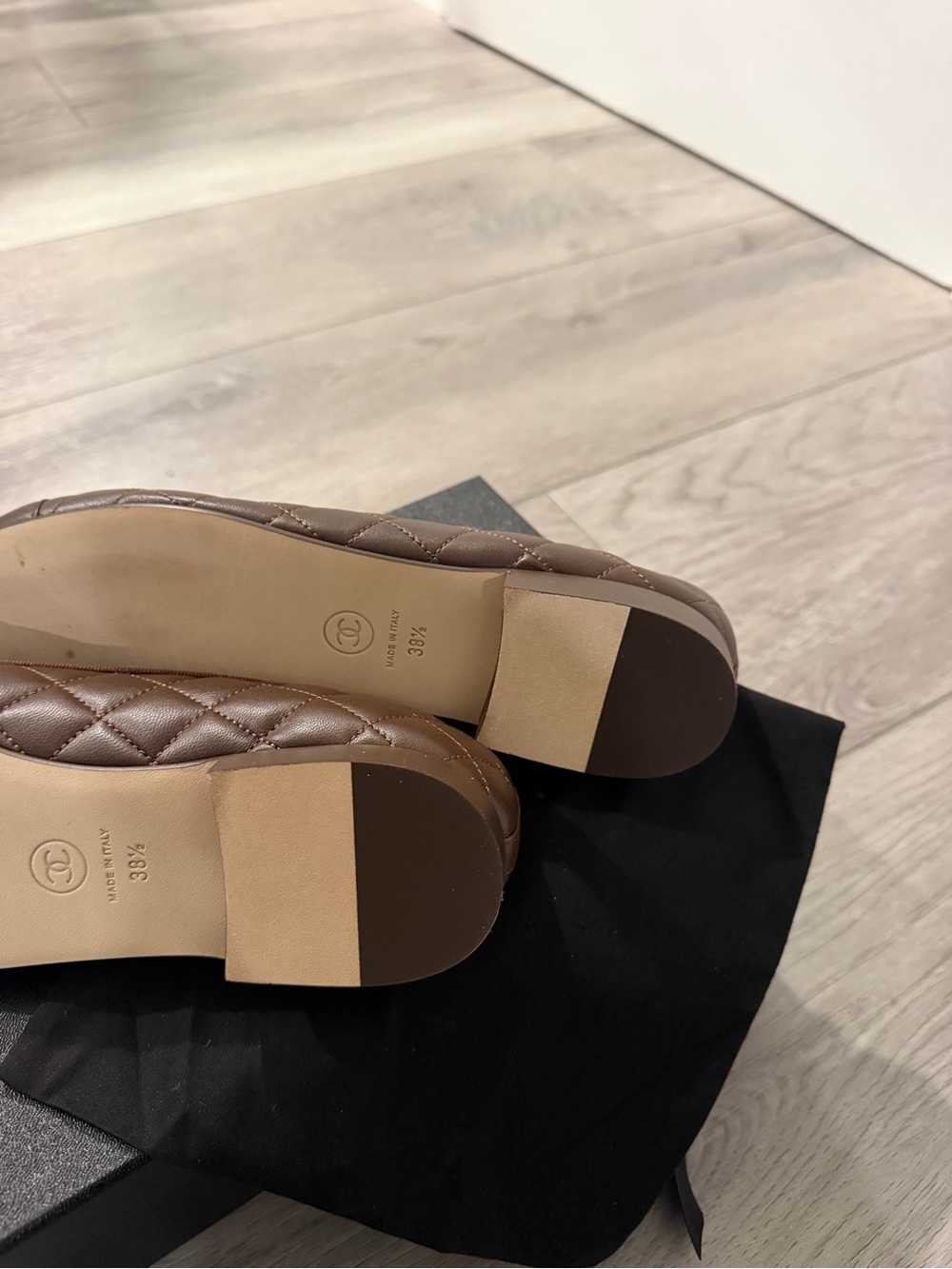 CHANEL Brown Quilted Leather Ballet Flats 8.5 - Picture 7 of 10